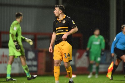 041218 - Cheltenham Town v Newport County - Checkatrade Trophy - Mark Harris of Newport County looks dejected after missing his penalty shot