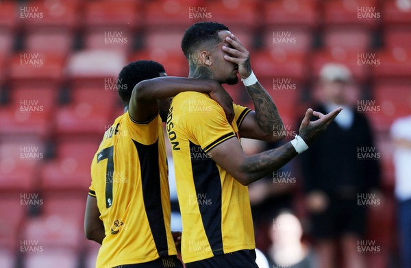 100824 - Cheltenham Town v Newport County, SkyBet League Two - Courtney Baker-Richardson of Newport County celebrates scoring a goal