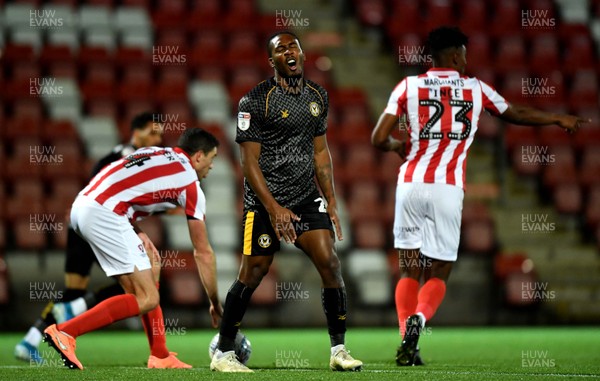 121119 - Cheltenham Town v Newport County - Leasingcom Trophy - Dominic Poleon of Newport County shows his frustration at a missed shot at goal