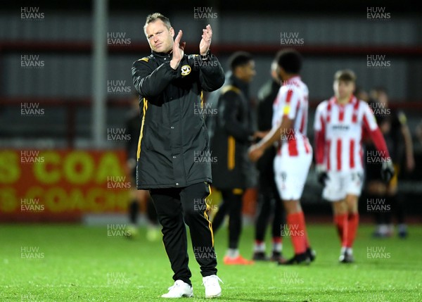 121119 - Cheltenham Town v Newport County - Leasingcom Trophy - Newport County manager Michael Flynn at the end of the game