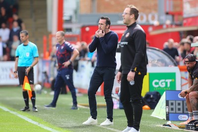 180426 - Cheltenham Town v Newport County - Sky Bet League 2 - Manager of Newport County Christian Fuchs 