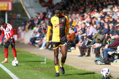 180426 - Cheltenham Town v Newport County - Sky Bet League 2 - Nathan Opoku of Newport County leaves the field with an injury