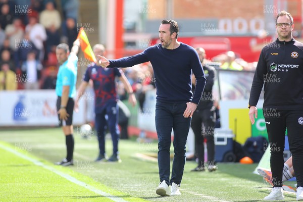 180426 - Cheltenham Town v Newport County - Sky Bet League 2 - Manager of Newport County Christian Fuchs makes his point