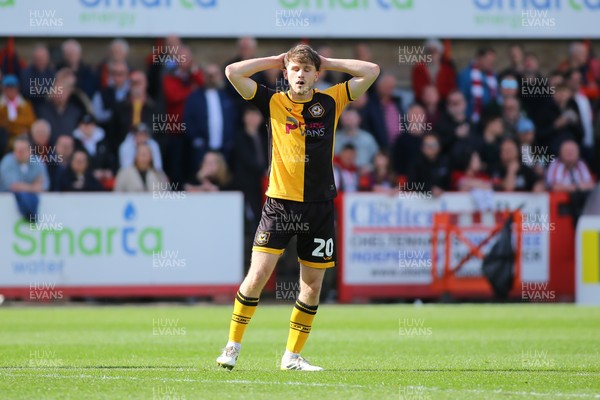 180426 - Cheltenham Town v Newport County - Sky Bet League 2 - Ben Lloyd of Newport County sees his shot deflected