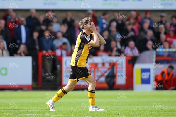 180426 - Cheltenham Town v Newport County - Sky Bet League 2 - Ben Lloyd of Newport County sees his shot deflected