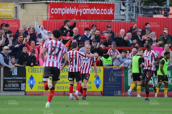 180426 - Cheltenham Town v Newport County - Sky Bet League 2 - George Miller of Cheltenham Town celebrates his goal 