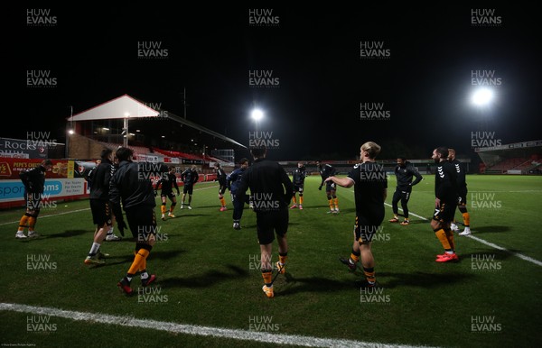 190121 - Cheltenham Town v Newport County, Sky Bet League 2 - Newport County players warm up ahead of the match against Cheltenham Town