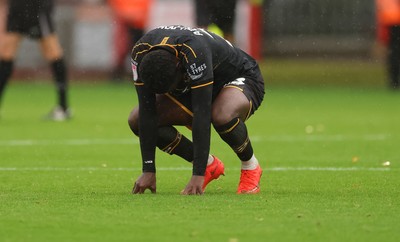 241026 Cheltenham Town v Newport County, EFL Sky Bet League 2 - Michael Adu-Poku of Newport County at the end of the match