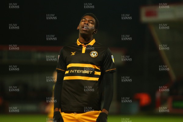 241118 - Cheltenham Town v Newport County - EFL SkyBet League 2 - Tyreeq Bakinson of Newport County is dejected at the end of the game