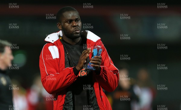 301217 - Cheltenham Town v Newport County - SkyBet League Two - Frank Nouble of Newport County thanks the fans at full time