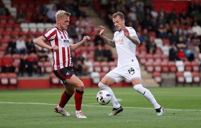 230725 - Cheltenham Town v Swansea City - Pre Season Friendly - Josh Tymon of Swansea City 