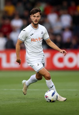 230725 - Cheltenham Town v Swansea City - Pre Season Friendly - Liam Cullen of Swansea City 