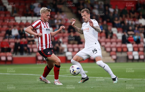 230725 - Cheltenham Town v Swansea City - Pre Season Friendly - Josh Tymon of Swansea City 