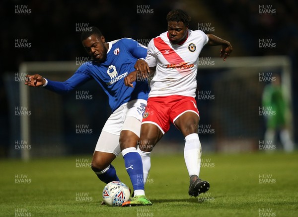 010518 - Chesterfield v Newport County, Sky Bet League 2 - Tyler Reid of Newport County and Jerome Binnom Williams of Chesterfield compete for the ball