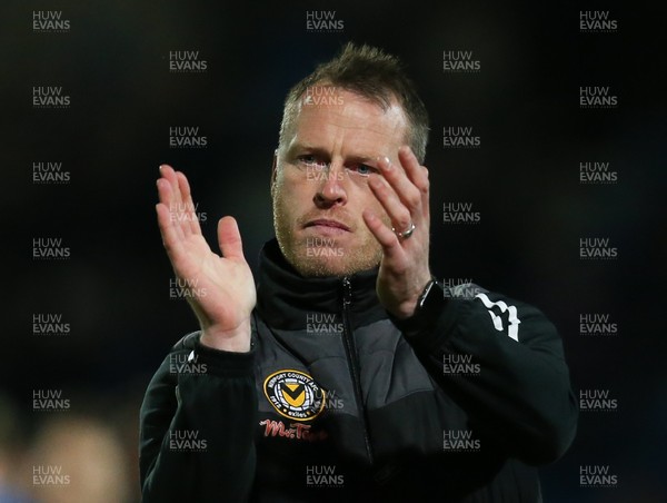 010518 - Chesterfield v Newport County, Sky Bet League 2 - Newport County manager Michael Flynn applauds the travelling fans at the end of the match