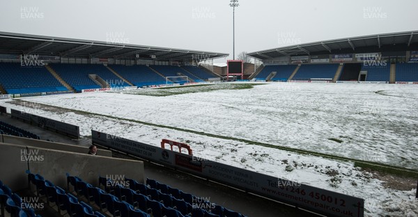 020418 - Chesterfield v Newport County, Sky Bet League Two - A general view of the pitch at Chesterfield's Proact Stadium after the match against Newport County was called off