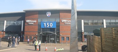 080325 - Chesterfield v Newport County - Sky Bet League 2 - A general view of the exterior of SMH Group Stadium