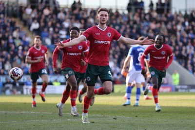 080325 - Chesterfield v Newport County - Sky Bet League 2 - Matt Baker of Newport celebrates scoring the 1st goal of the match