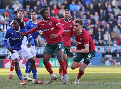 080325 - Chesterfield v Newport County - Sky Bet League 2 - Matt Baker of Newport celebrates scoring the 1st goal of the match with Bobby Kamwa of Newport