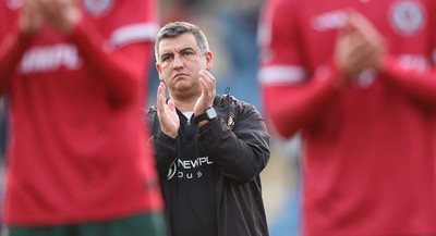 080325 - Chesterfield v Newport County - Sky Bet League 2 - Newport manager Nelson Jardin applauds the travelling fans at the end of the match