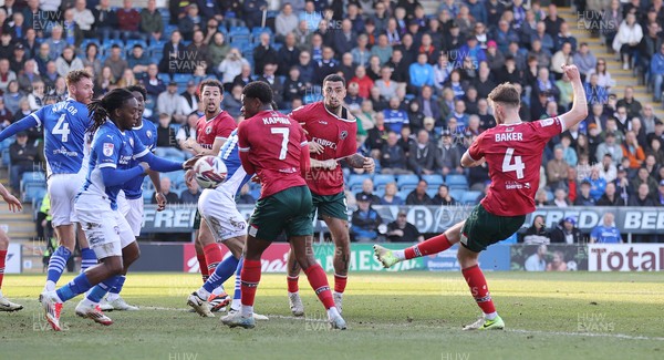 080325 - Chesterfield v Newport County - Sky Bet League 2 - Matt Baker of Newport scores the 1st goal of the match