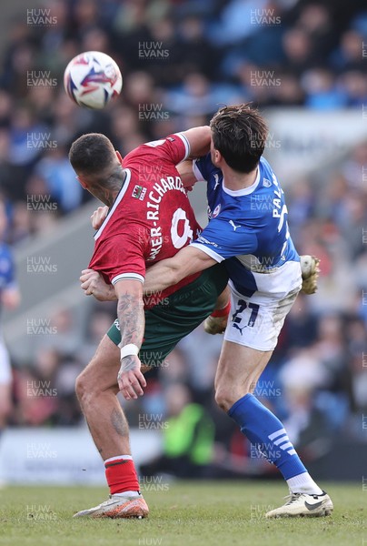 080325 - Chesterfield v Newport County - Sky Bet League 2 - Courtney Baker-Richardson of Newport and Ash Palmer of Chesterfield