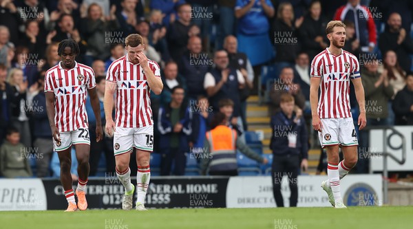 270925 - Chesterfield v Newport County - Sky Bet League 2 - Lee Jenkins of Newportlooks dejected as Newport let in goal With Matt Baker of Newport and Habeeb Ogunneye of Newport