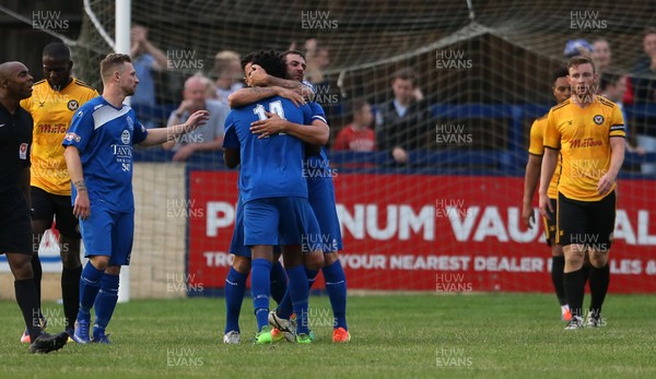 180717 - Chippenham FC v Newport County - Pre Season Friendly - Chippenham celebrate scoring a goal