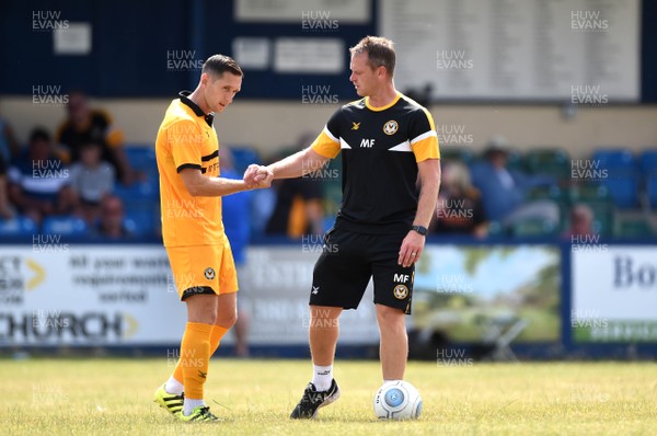 140718 - Chippenham v Newport County - Preseason Friendly - Andrew Crofts of Newport County and manager Michael Flynn