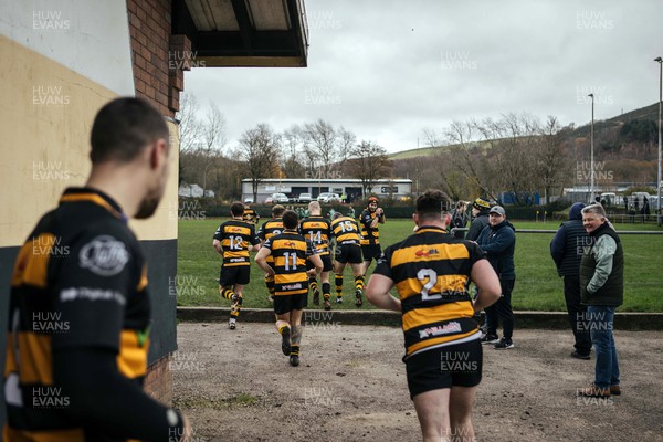 031222 - Cilfynydd v Cowbridge - Admiral National League 2 East Central - Players walk out of the changing rooms