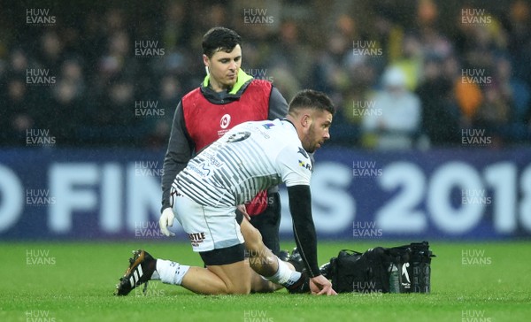 200118 - Clermont Auvergne v Ospreys - European Rugby Champions Cup - Rhys Webb of Ospreys is treated