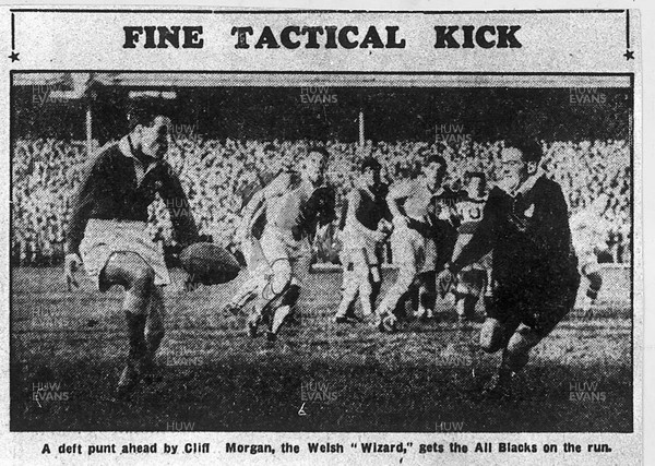 170299 LIBRARY PIC - Cliff Morgan during the 1950's match against the All Blacks