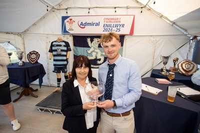 170525 - Clwb Rygbi Aberystwyth RFC Presentation - Admirał National League 1 West - WRU Representative Delyth Summons and Captain Charles Thomas