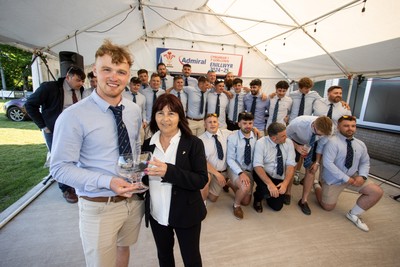 170525 - Clwb Rygbi Aberystwyth RFC Presentation - Admirał National League 1 West - WRU Representative Delyth Summons and Captain Charles Thomas