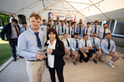 170525 - Clwb Rygbi Aberystwyth RFC Presentation - Admirał National League 1 West - WRU Representative Delyth Summons and Captain Charles Thomas