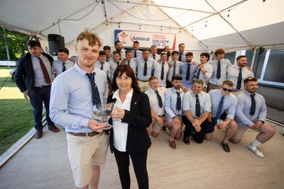 170525 - Clwb Rygbi Aberystwyth RFC Presentation - Admirał National League 1 West - WRU Representative Delyth Summons and Captain Charles Thomas