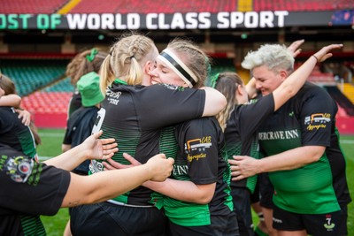 180426 - Clwb Rygbi Cymry Caerdydd v Seven Sisters - WRU Women's National Plate - Players celebrate