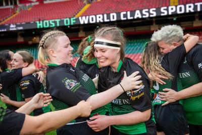 180426 - Clwb Rygbi Cymry Caerdydd v Seven Sisters - WRU Women's National Plate - Players celebrate