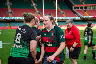 180426 - Clwb Rygbi Cymry Caerdydd v Seven Sisters - WRU Women's National Plate - Players shake hands after the match