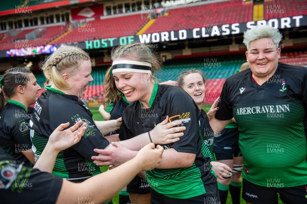 180426 - Clwb Rygbi Cymry Caerdydd v Seven Sisters - WRU Women's National Plate - Players celebrate