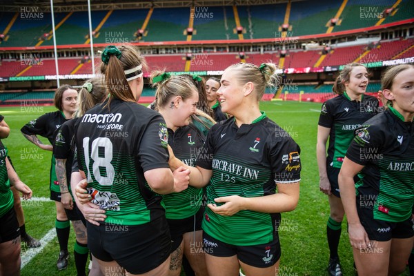 180426 - Clwb Rygbi Cymry Caerdydd v Seven Sisters - WRU Women's National Plate - Players celebrate