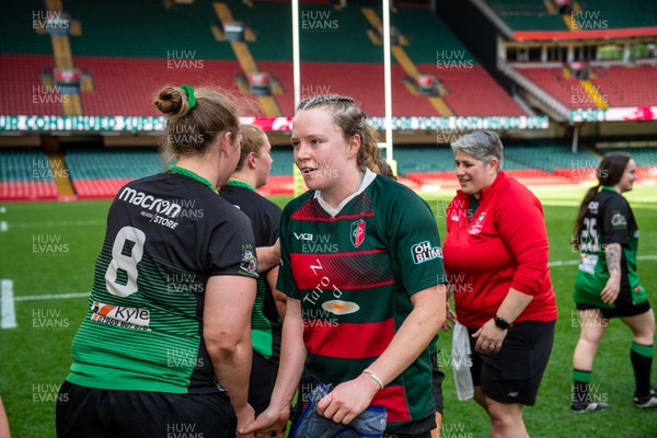 180426 - Clwb Rygbi Cymry Caerdydd v Seven Sisters - WRU Women's National Plate - Players shake hands after the match