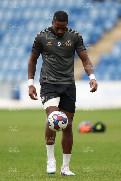 010423 - Colchester United v Newport County - Sky Bet League 2 - Omar Bogle of Newport County during the warm up