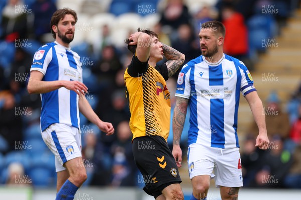 010423 - Colchester United v Newport County - Sky Bet League 2 - Charlie McNeill of Newport County reacts as his shot goes just wide