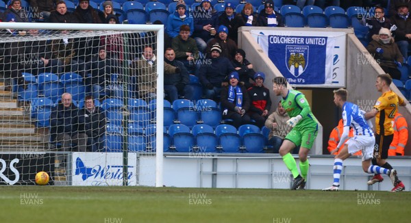 030218 - Colchester United v Newport County - Sky Bet League Two -  Colchester United's Ben Steveson scores