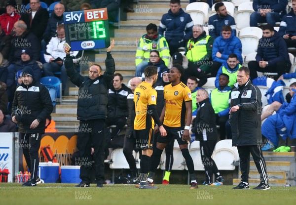 030218 - Colchester United v Newport County - Sky Bet League Two -  Shawn McCoulsky of Newport County AFC  coming on 