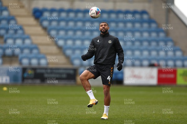 060321 - Colchester United v Newport County - Sky Bet League 2 - Joss Labadie of Newport County is seen warming up