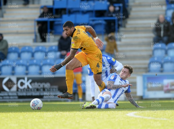 090319 - Colchester United v Newport County - Sky Bet League 2 -  Newports Joss Labadie goes past Colchesters Sammie Szmodics