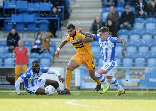 090319 - Colchester United v Newport County - Sky Bet League 2 -  Newports Joss Labadie goes through the Colchester defence