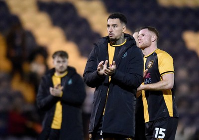 201225 - Colchester United v Newport County - Sky Bet League 2 - Courtney Baker-Richardson of Newport County applauds fans at the final whistle